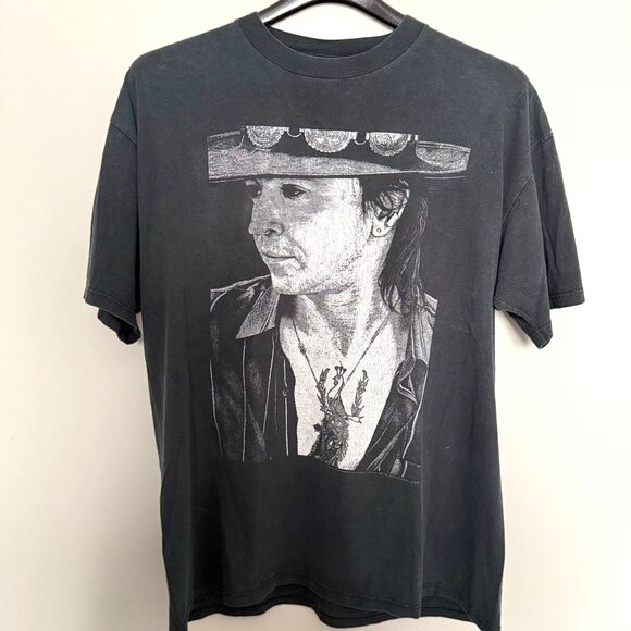 RARE STEVIE RAY VAUGHAN XL T Shirt Portrait Art Concert Tee USA 90s SRV Blues